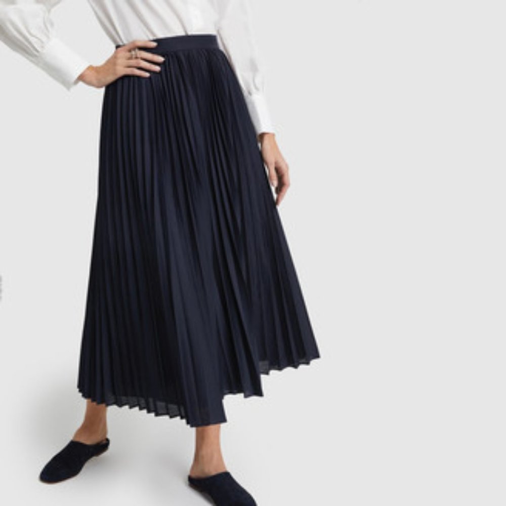 Banana Republic Poplin Midi Skirt (Navy)
